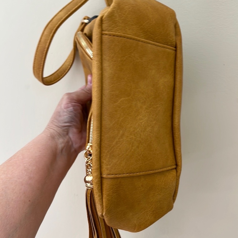 Alyssa vegan leather flap over crossbody handbag purse with tassels. NWT - Picture 11 of 16